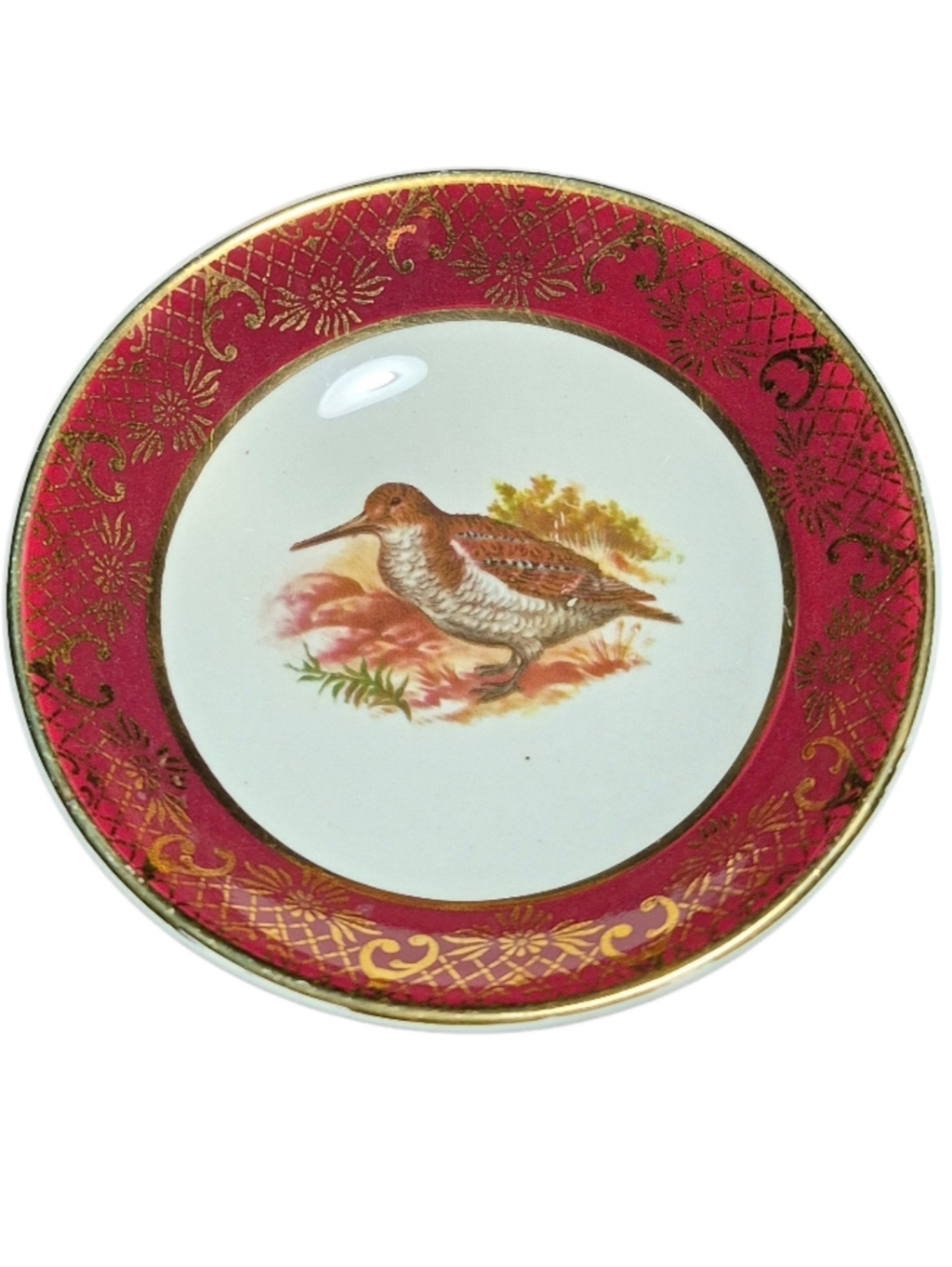 Vintage Falcone Ware  Decorative Brown and Gold Porcelain  Bird Mini Plate.